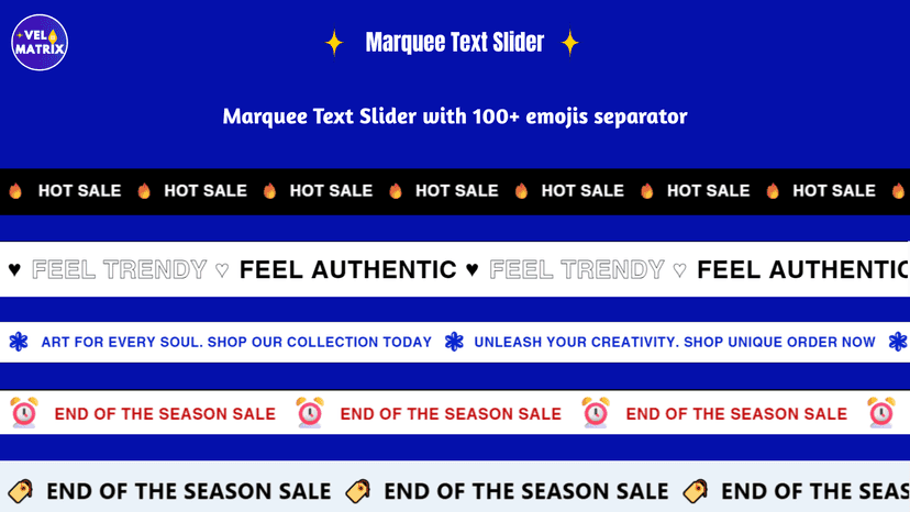 marquee text slider with emojis
