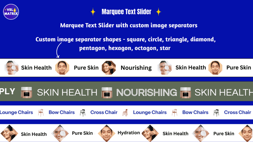 marquee text slider with custom image separators