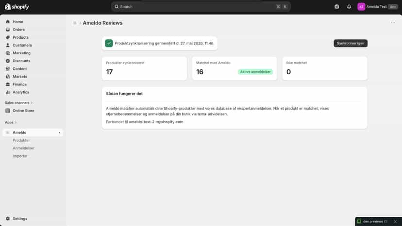 billede af vores syn dashboard