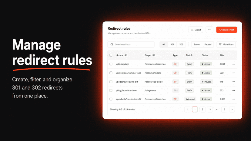 manage redirect rules