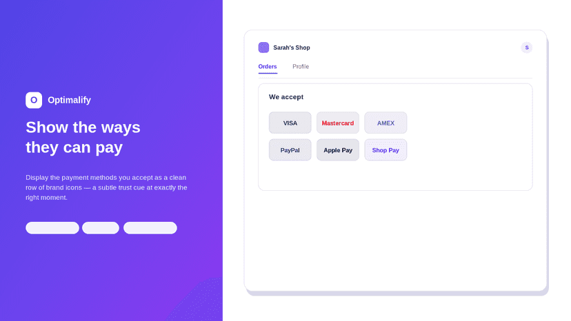 Accepted payment methods shown as brand icons