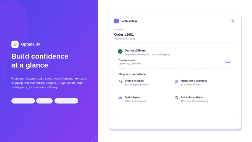 Secure checkout, money-back and shipping trust badges
