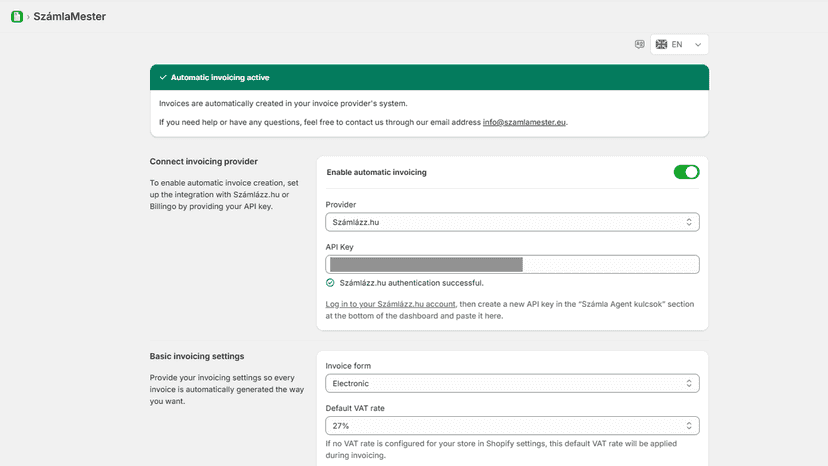 Easy one page admin area - Top section