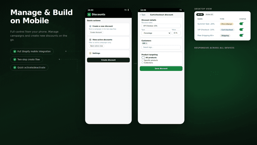 Manage and create discounts on Shopify mobile