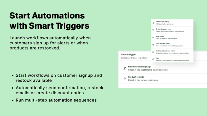 Launch workflow automatically using smart back-in-stock triggers