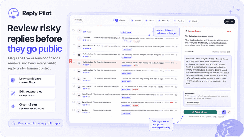 Review risky AI replies before publishing