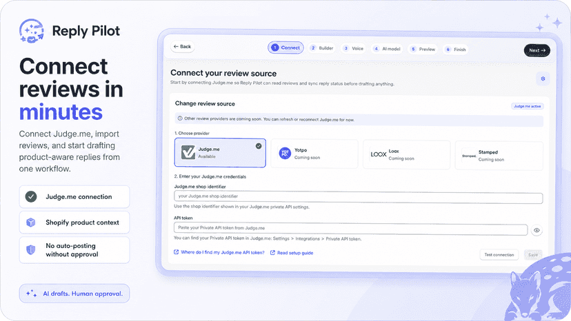 Connect JudgeMe reviews in minutes with AI drafts