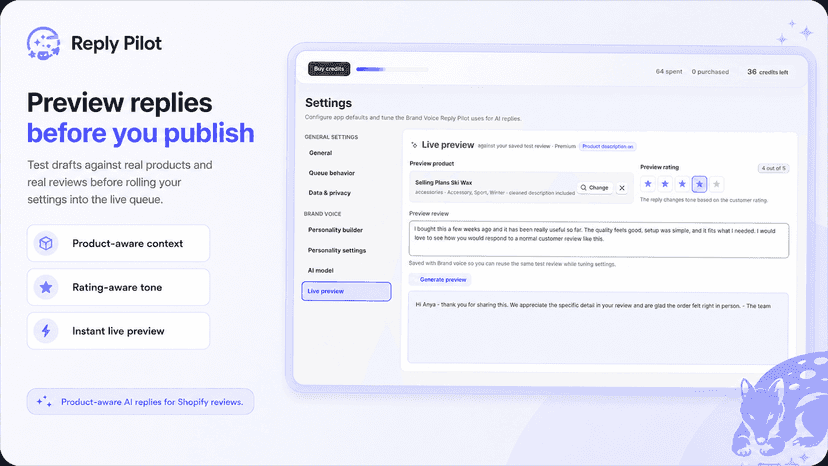 Preview AI review replies before publishing