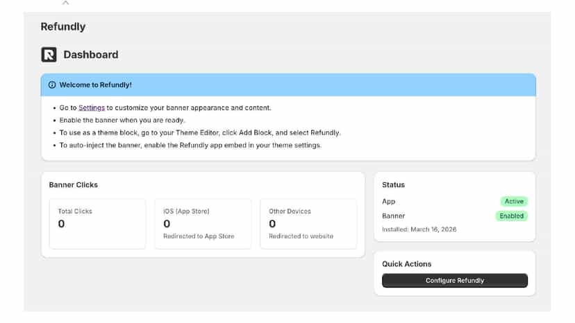 Refundly Widget Admin Panel