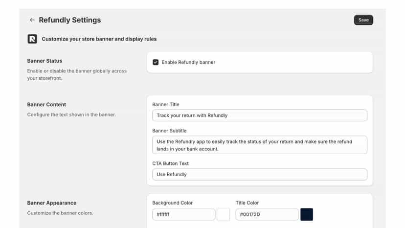 Refundly Widget Admin Panel