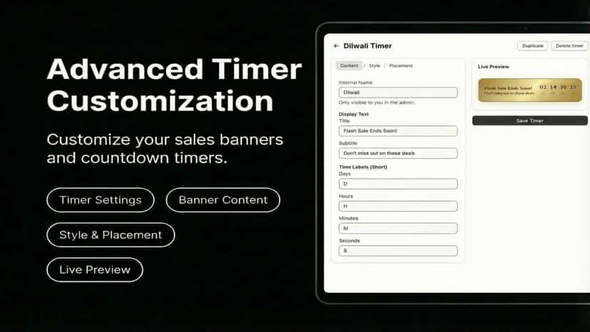 Advanced sales timer customization dashboard