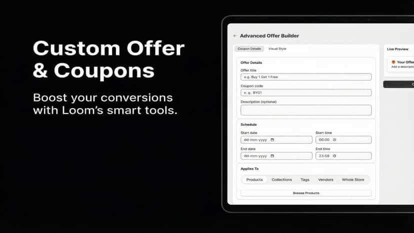 Custom offer and coupon builder interface