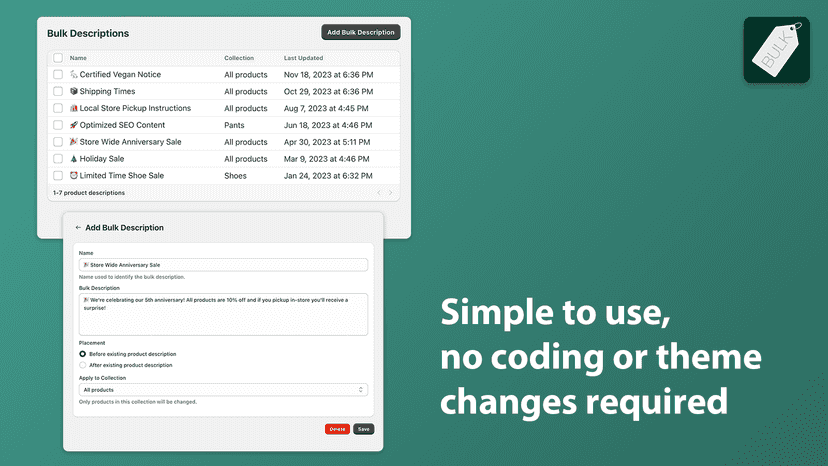 Simple to use no coding or theme changes required