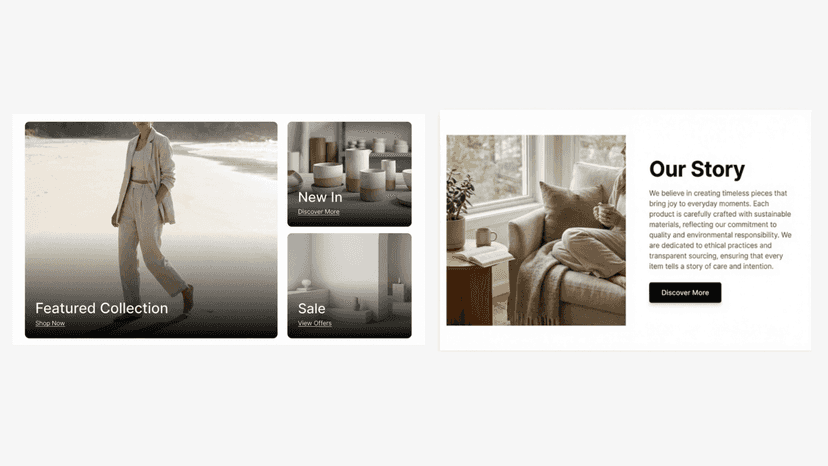 Collage and image with text layout blocks