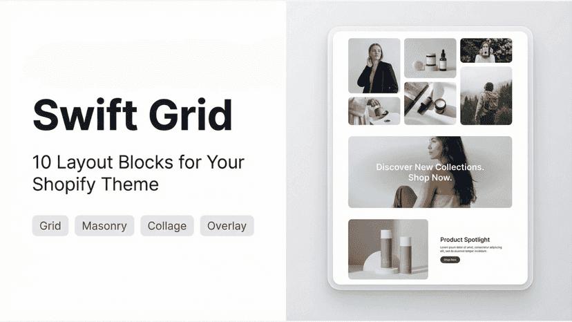Swift Grid app with grid, masonry, and collage layout blocks
