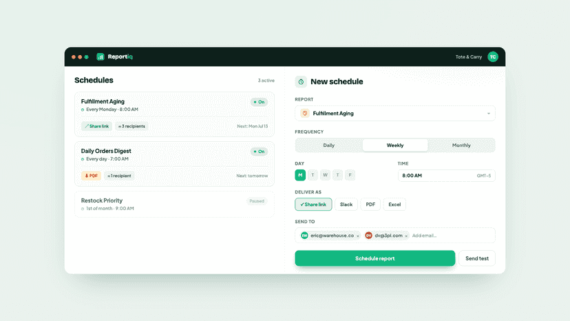 Reportiq scheduled reports