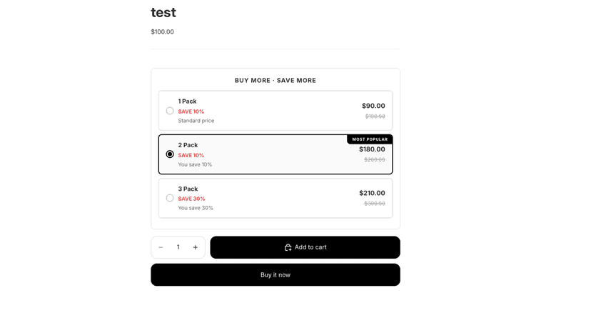 Volume discount widget on a product page