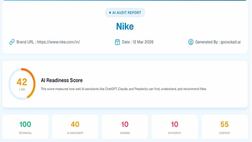 AI Readiness Score dashboard showing technical and content score