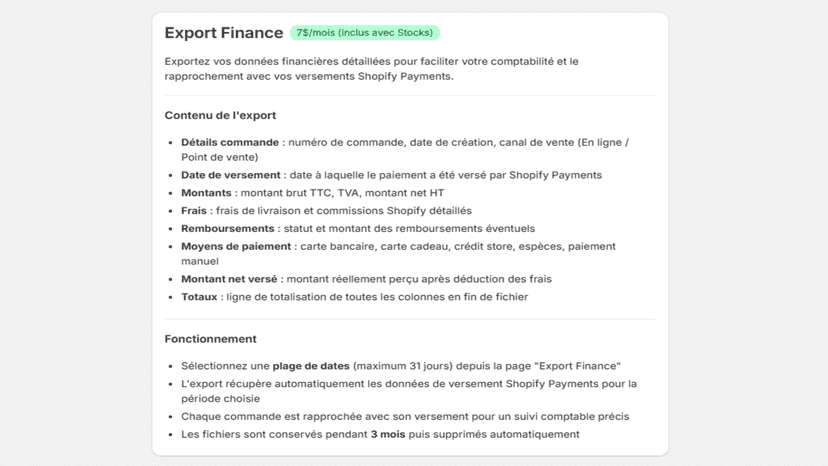 Description export finance