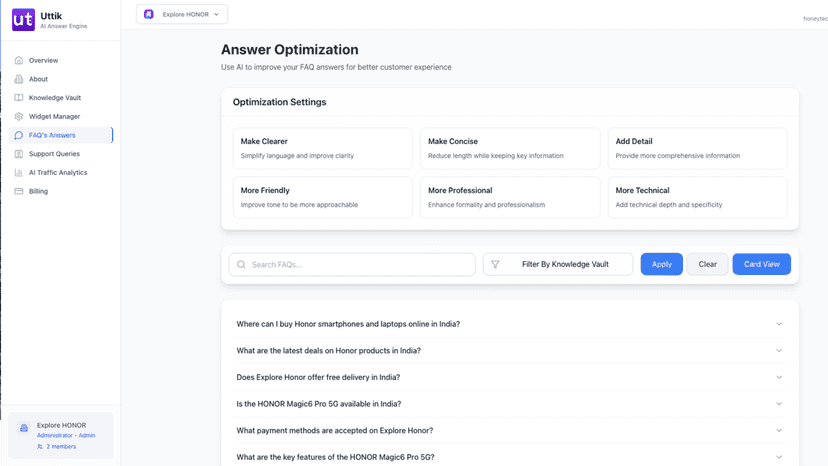 Answer Optimization and Editing