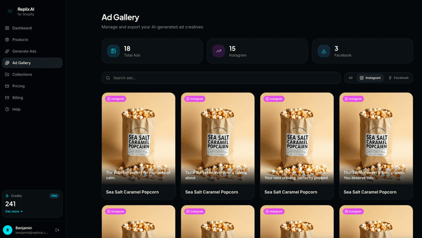 Manage, review and export AI-generated ad creatives