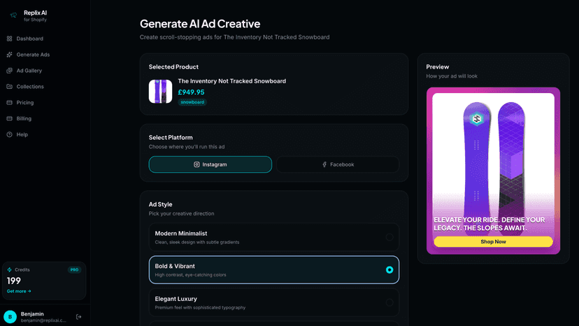 AI-powered Shopify ad creative generator