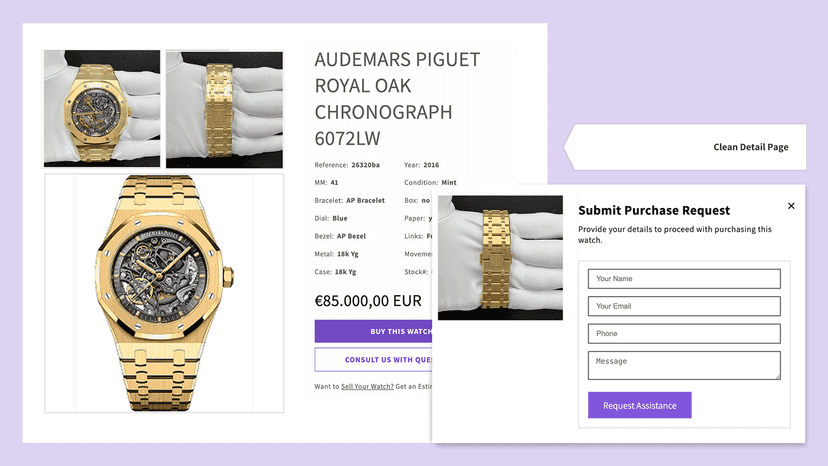 Timepiece Detail Page – View Specs, Images & Feature