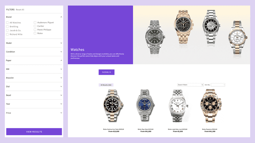 Watch Listing Page – Browse with Advanced Filters