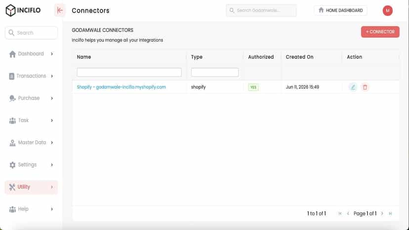 Inciflo Connectors Page - List of Integrations