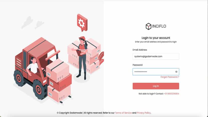Inciflo Login Page