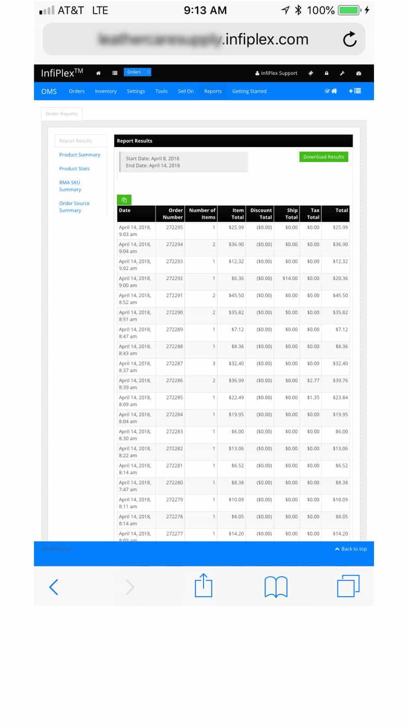 InfiPlex OMS - Report - Orders List Tab