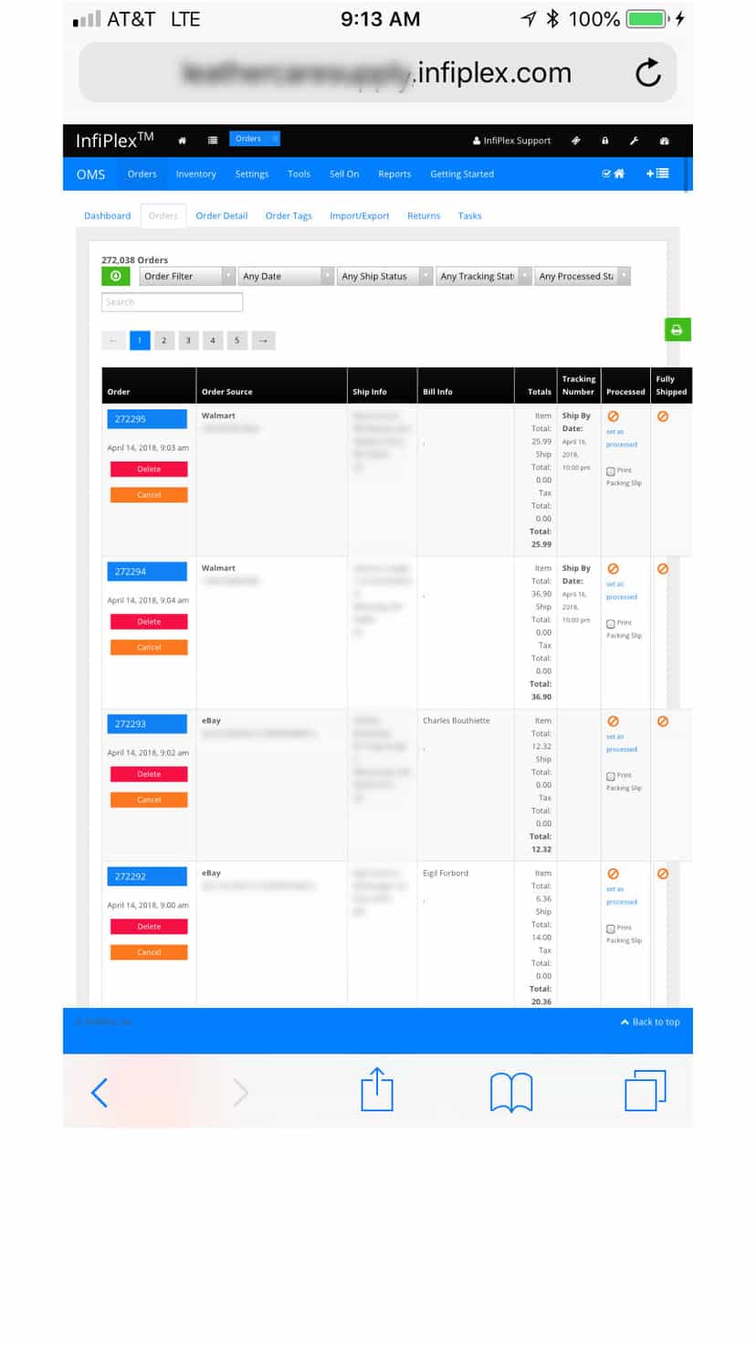 InfiPlex OMS - Orders List