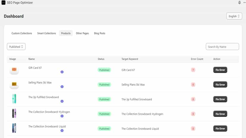 product list