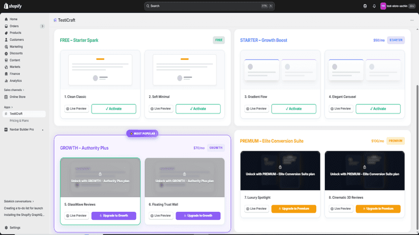 Customize and manage premium testimonial widgets.