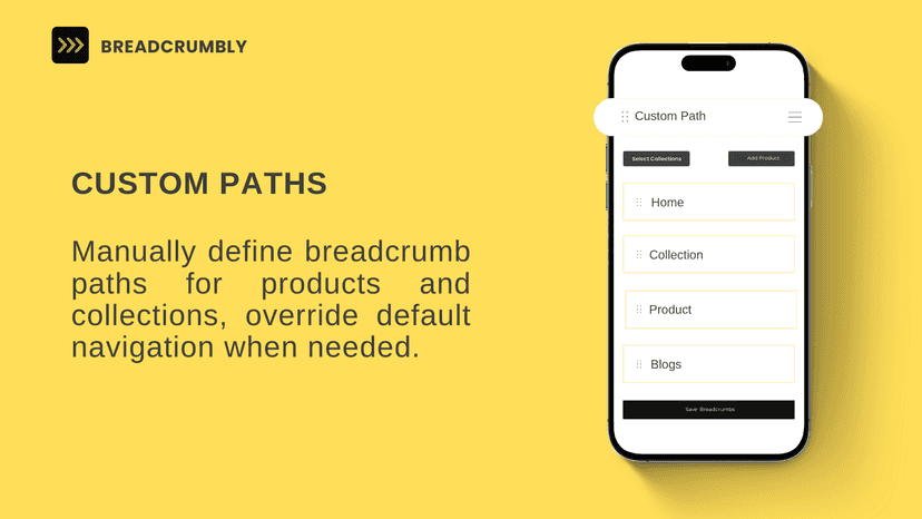 Manually defined breadcrumb paths for pages