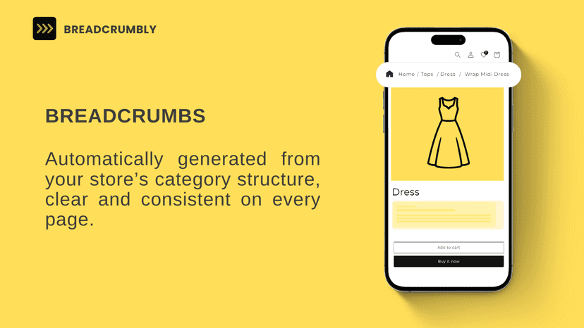 Breadcrumbs generated from store navigation