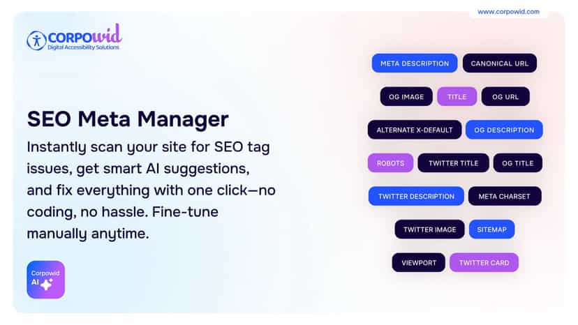 Instantly scan your site for SEO tag issues and fix everything