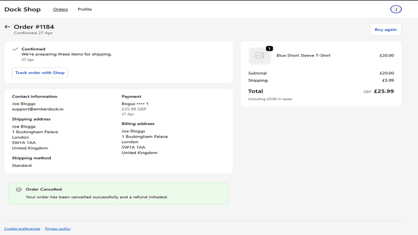 EmberCancel Cancel Button Success