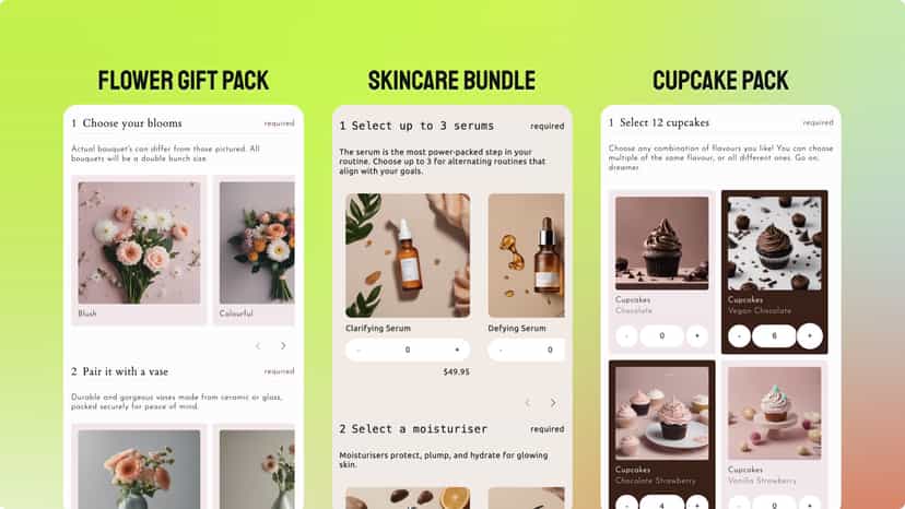 examples of different bundles that can be set up with the app