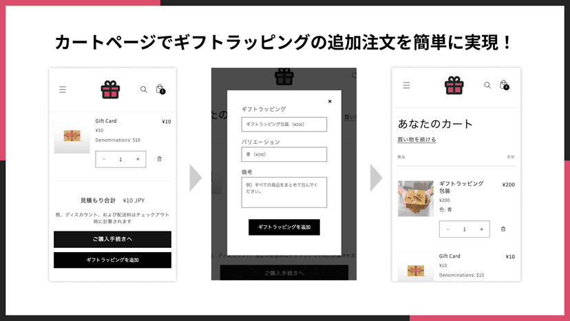 カートページでギフトラッピングの追加注文を簡単に実現!