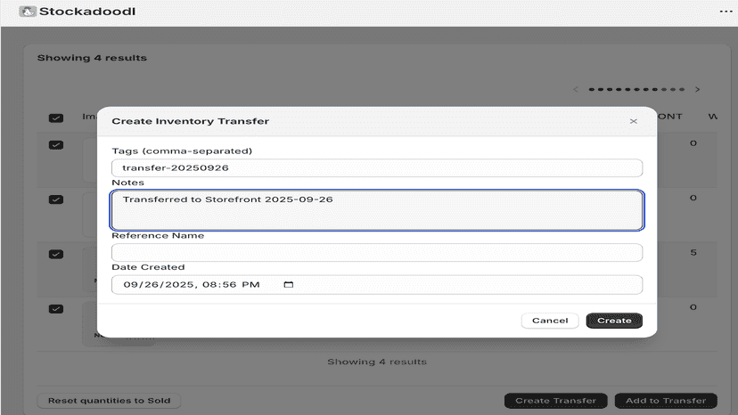 Create, Tag, Note Transfer