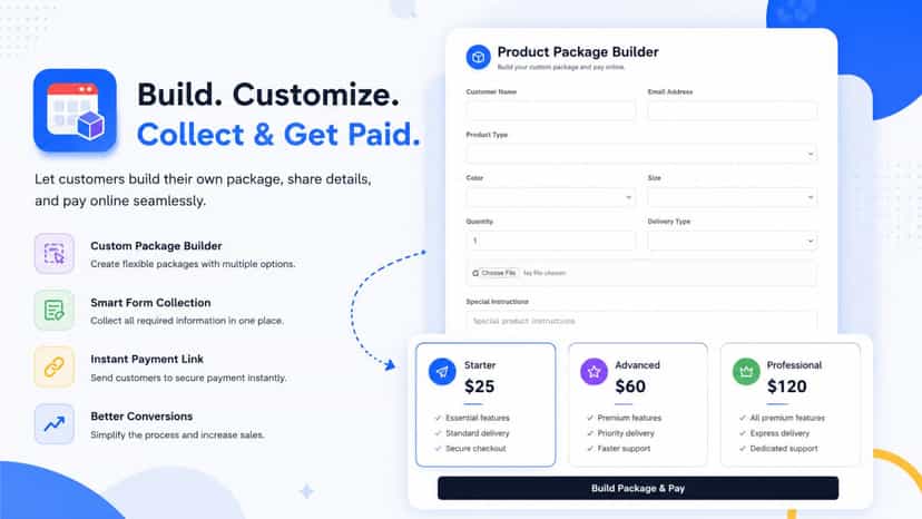 Collect project quotes with custom fields and pricing plans