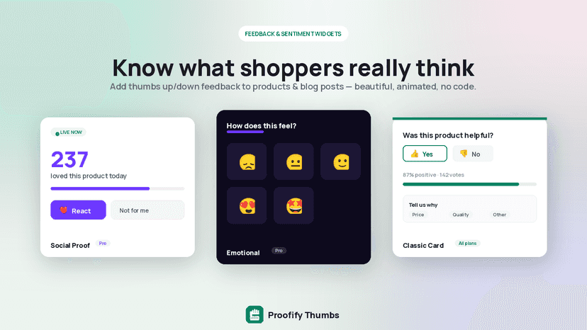Feedback and sentiment widgets for Shopify stores