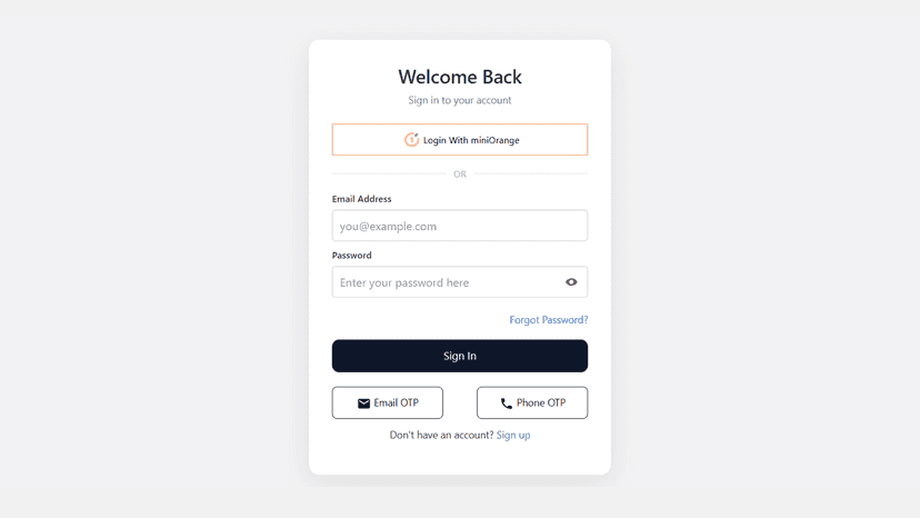 Multiple B2B login options with OTP, SSO and social login