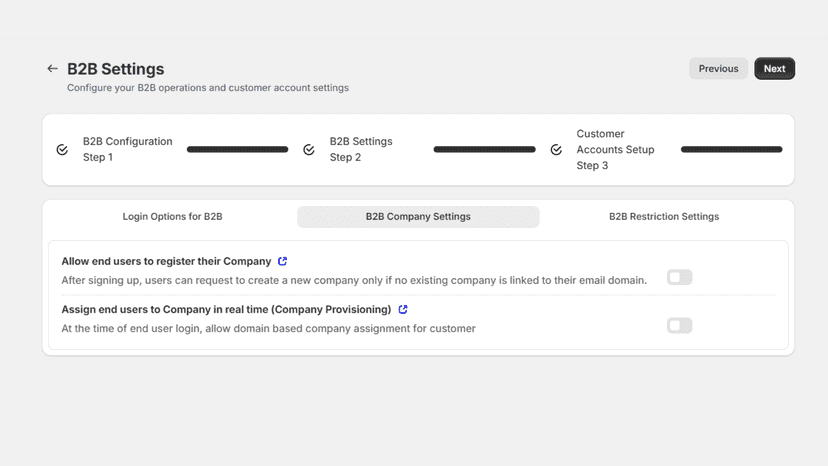 Wholesale signup form for B2B company applications