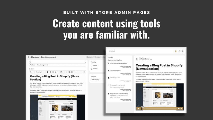 Create and edit with native Shopify admin