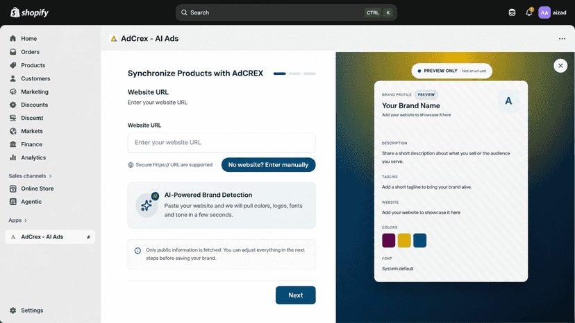 brand create screen
