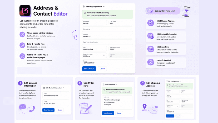 Address & Contact Editor shipping address