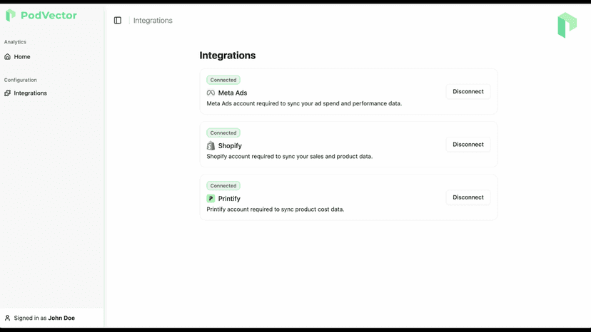 Integrations Page