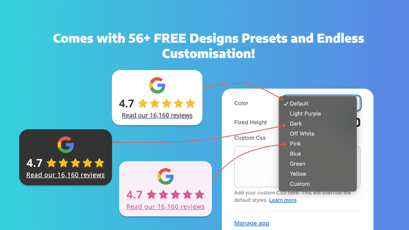 Comes with 56+ FREE Designs Presets and Endless Customisation!